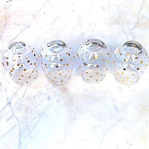 KATE SPADE NEW YORK LENOX STEMLESS WINE SET GLASS LARABEE DOT GOLD NIB 12 OZ - Picture 4 of 8